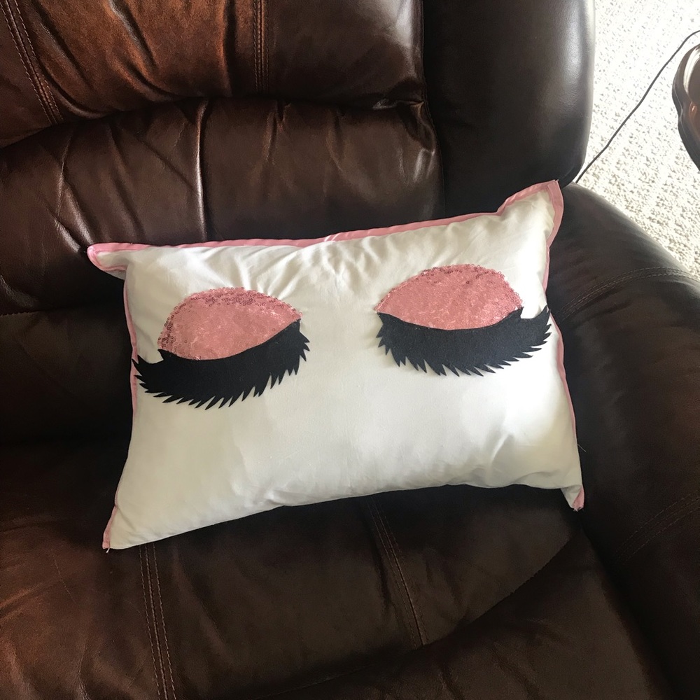 New handmade eyelash throw pillow